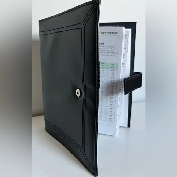 Vintage Day-Timer Black Leather 7-Ring Planner Organizer Binder Snap Like New - Picture 10 of 14